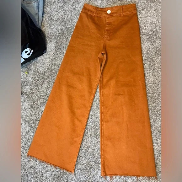 NWOT Zara The Marine Straight Jeans Orange Size 6